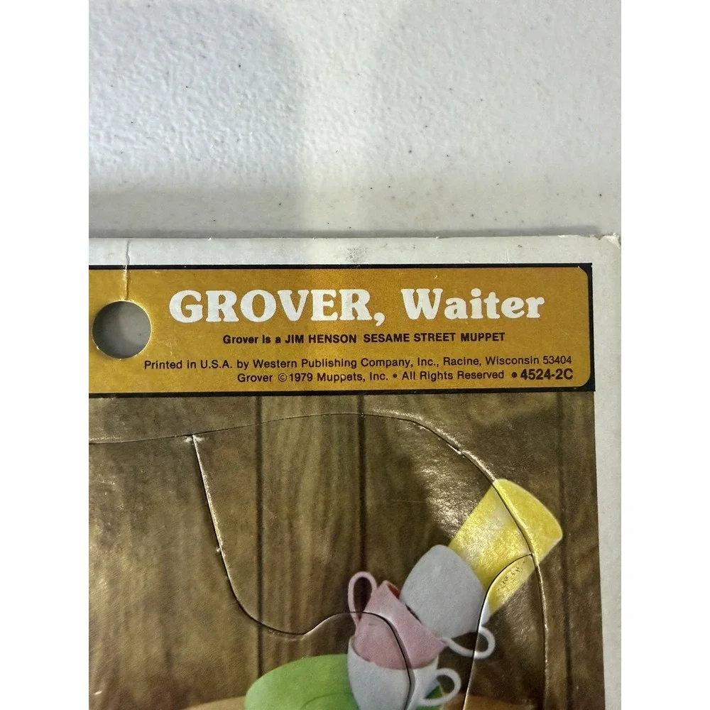 Grover Sesame Street Puzzle Frame Tray Waiter 1979 Muppets Inc Vtg See Pics